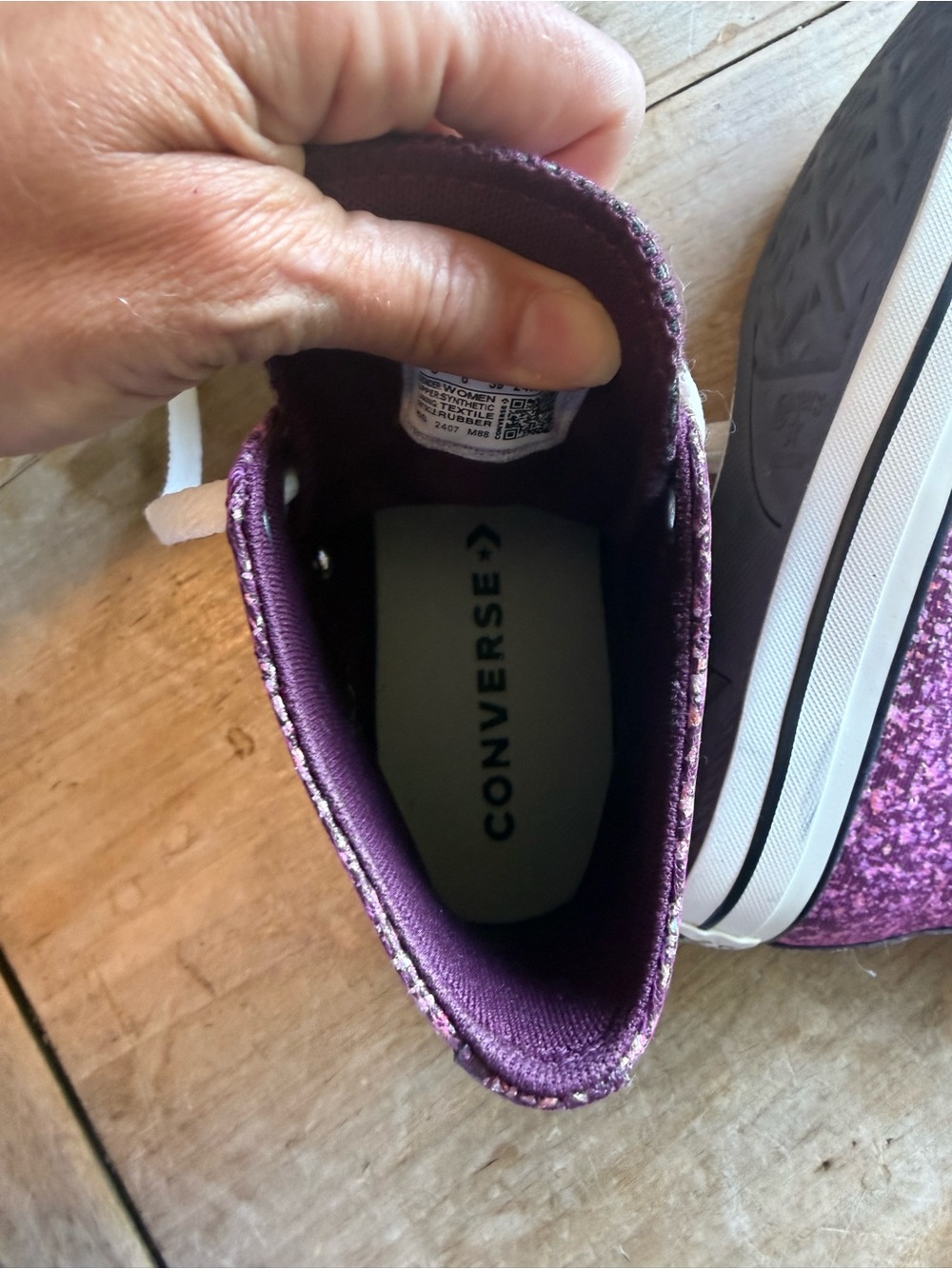 Converse' Pink Glitter Chuck Taylor All Star High-Top Sneakers - Picture 6 of 7